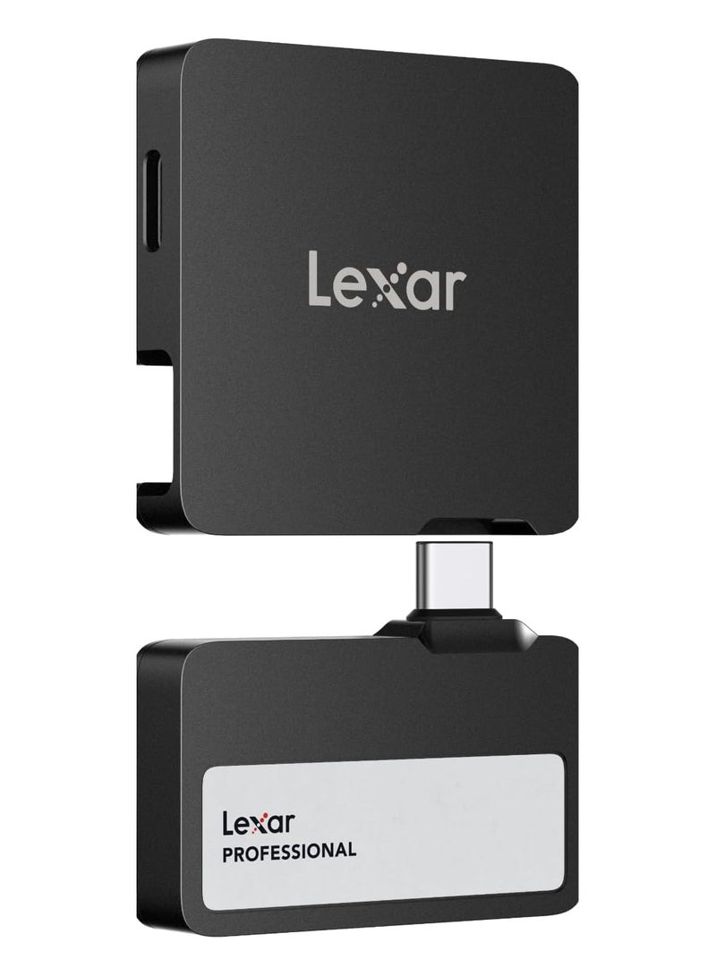 ليكسار Lexar 1TB Professional Go Portable SSD w/Hub, Supports Apple ProRes, Up to 1050MB/s Read & 1000MB/s Write, USB 3.2 Gen 2, Rugged, Compatible with iPhone 15 Series, PC & Mac (LSL400S001T-RNSNU) 1 TB  - Image 1
