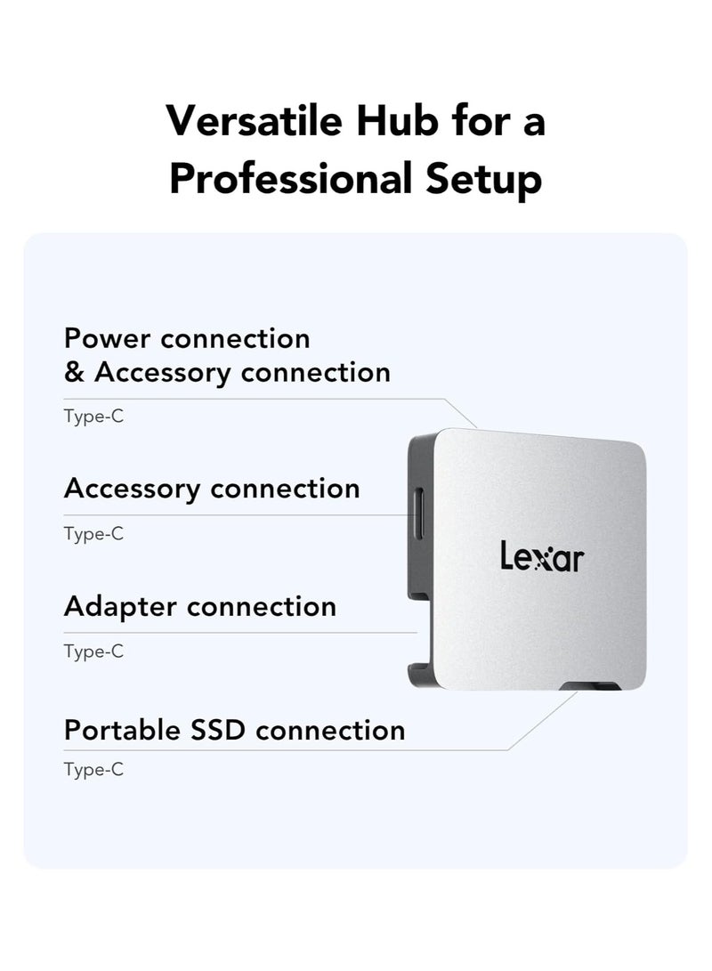 ليكسار Lexar 1TB Professional Go Portable SSD w/Hub, Supports Apple ProRes, Up to 1050MB/s Read & 1000MB/s Write, USB 3.2 Gen 2, Rugged, Compatible with iPhone 15 Series, PC & Mac (LSL400S001T-RNSNU) 1 TB  - Image 3