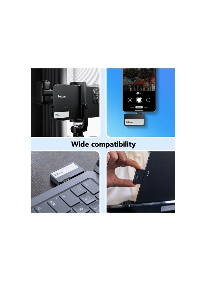 ليكسار Lexar 1TB Professional Go Portable SSD, Supports Apple ProRes, Up to 1050MB/s Read & 1000MB/s Write, USB 3.2 Gen 2, Rugged, Compatible with iPhone 15 Series, PC & Mac (LSL400X001T-RNSNU) 1 TB  - Image 5