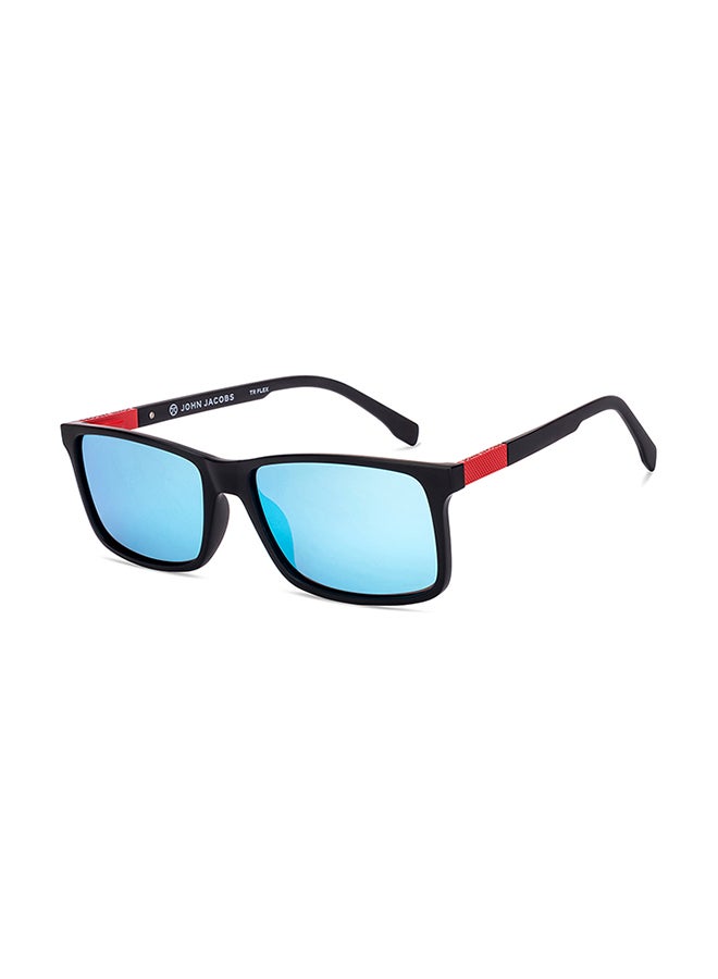 John Jacobs John Jacobs | Black - Sky Blue | Full Rim Rectangular Stylish & Premium UV Protected Sunglasses | Reflectors | 100% UV Protection (UV 400) | Men & Women | Extra Wide | JJ S70036  - Image 1
