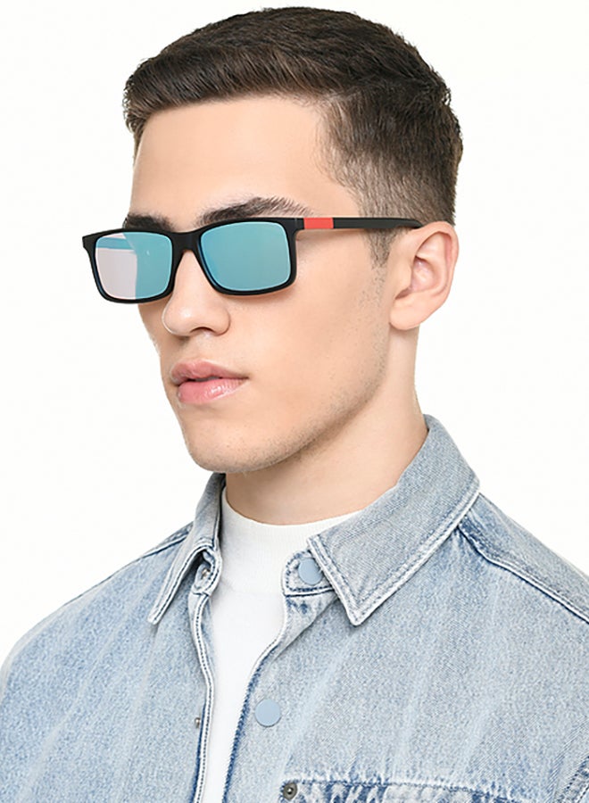 John Jacobs John Jacobs | Black - Sky Blue | Full Rim Rectangular Stylish & Premium UV Protected Sunglasses | Reflectors | 100% UV Protection (UV 400) | Men & Women | Extra Wide | JJ S70036  - Image 3