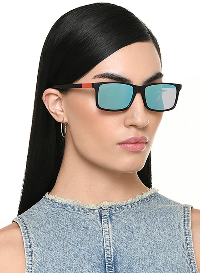 John Jacobs John Jacobs | Black - Sky Blue | Full Rim Rectangular Stylish & Premium UV Protected Sunglasses | Reflectors | 100% UV Protection (UV 400) | Men & Women | Extra Wide | JJ S70036  - Image 4