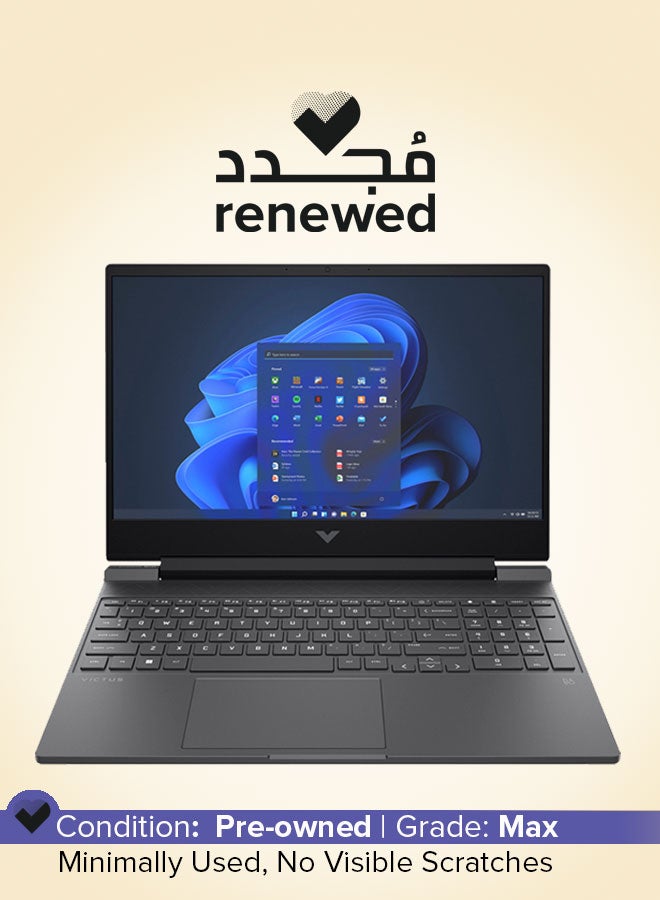 HP Renewed - Victus 15-FA0005 Gaming Laptop With 15.6-Inch FHD IPS 144Hz Display,Intel Core i5-12450H/8GB RAM/256GB SSD/Nvidia RTX 2050-4GB/Windows 11 English Black  - Image 1