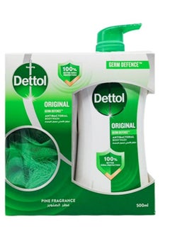 Dettol Germ Defence Body Wash With Puff White/Green 500ml 