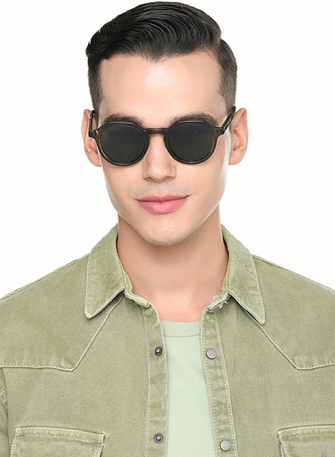 John Jacobs John Jacobs | Transparent Green - Green | Full Rim Round Stylish & Premium UV Protected Sunglasses | Acetate Lines | Polarized and 100% UV Protected | Men & Women | Wide | JJ S17343  - Image 3