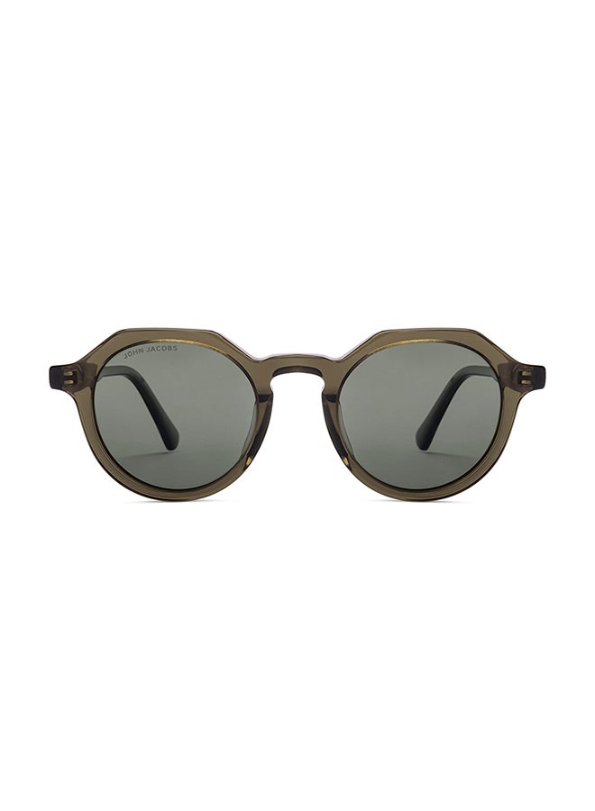 John Jacobs John Jacobs | Transparent Green - Green | Full Rim Round Stylish & Premium UV Protected Sunglasses | Acetate Lines | Polarized and 100% UV Protected | Men & Women | Wide | JJ S17343  - Image 2