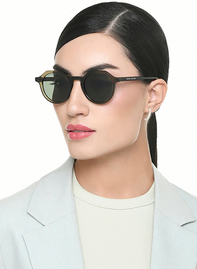 John Jacobs John Jacobs | Transparent Green - Green | Full Rim Round Stylish & Premium UV Protected Sunglasses | Acetate Lines | Polarized and 100% UV Protected | Men & Women | Wide | JJ S17343  - Image 4