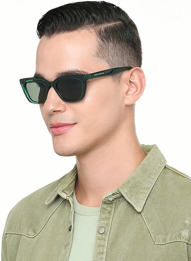 John Jacobs Women's John Jacobs | Transparent Green - Green | Full Rim Cat Eye Stylish & Premium UV Protected Sunglasses | Acetate Lines | Polarized and 100% UV Protected | Women | Wide | JJ S17340  - Image 3