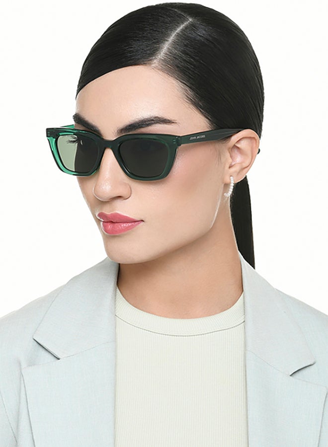 John Jacobs Women's John Jacobs | Transparent Green - Green | Full Rim Cat Eye Stylish & Premium UV Protected Sunglasses | Acetate Lines | Polarized and 100% UV Protected | Women | Wide | JJ S17340  - Image 4