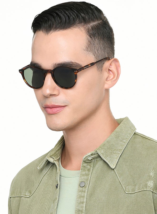 John Jacobs John Jacobs | Tortoise - Green | Full Rim Round Stylish & Premium UV Protected Sunglasses | Acetate Lines | Polarized and 100% UV Protected | Men & Women | Medium | JJ S17341  - Image 3