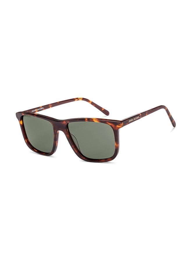 John Jacobs John Jacobs | Tortoise - Green | Full Rim Rectangular Stylish & Premium UV Protected Sunglasses | Acetate Lines | Polarized and 100% UV Protected | Men & Women | Extra Wide | JJ S17344  - Image 1