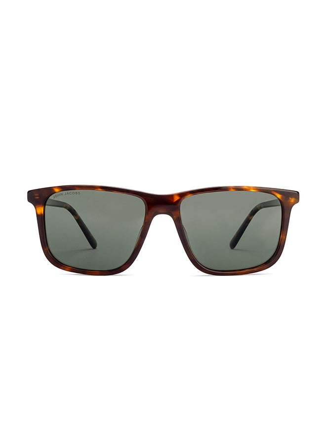 John Jacobs John Jacobs | Tortoise - Green | Full Rim Rectangular Stylish & Premium UV Protected Sunglasses | Acetate Lines | Polarized and 100% UV Protected | Men & Women | Extra Wide | JJ S17344  - Image 2
