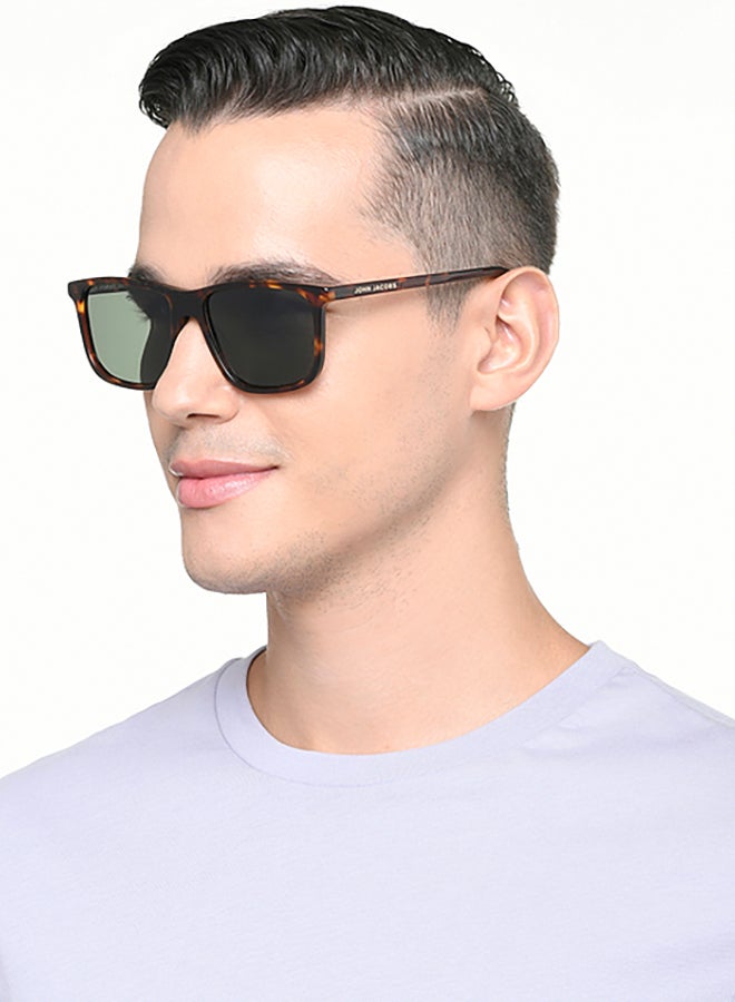 John Jacobs John Jacobs | Tortoise - Green | Full Rim Rectangular Stylish & Premium UV Protected Sunglasses | Acetate Lines | Polarized and 100% UV Protected | Men & Women | Extra Wide | JJ S17344  - Image 3