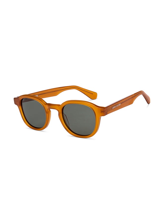 John Jacobs John Jacobs | Transparent Orange - Grey | Full Rim Round Stylish & Premium UV Protected Sunglasses | JJ Acetate | Polarized and 100% UV Protected | Men & Women | Extra Wide | JJ S17337  - Image 1