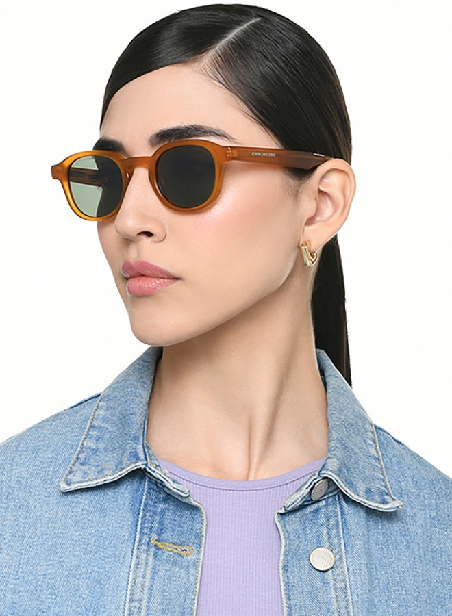 John Jacobs John Jacobs | Transparent Orange - Grey | Full Rim Round Stylish & Premium UV Protected Sunglasses | JJ Acetate | Polarized and 100% UV Protected | Men & Women | Extra Wide | JJ S17337  - Image 4