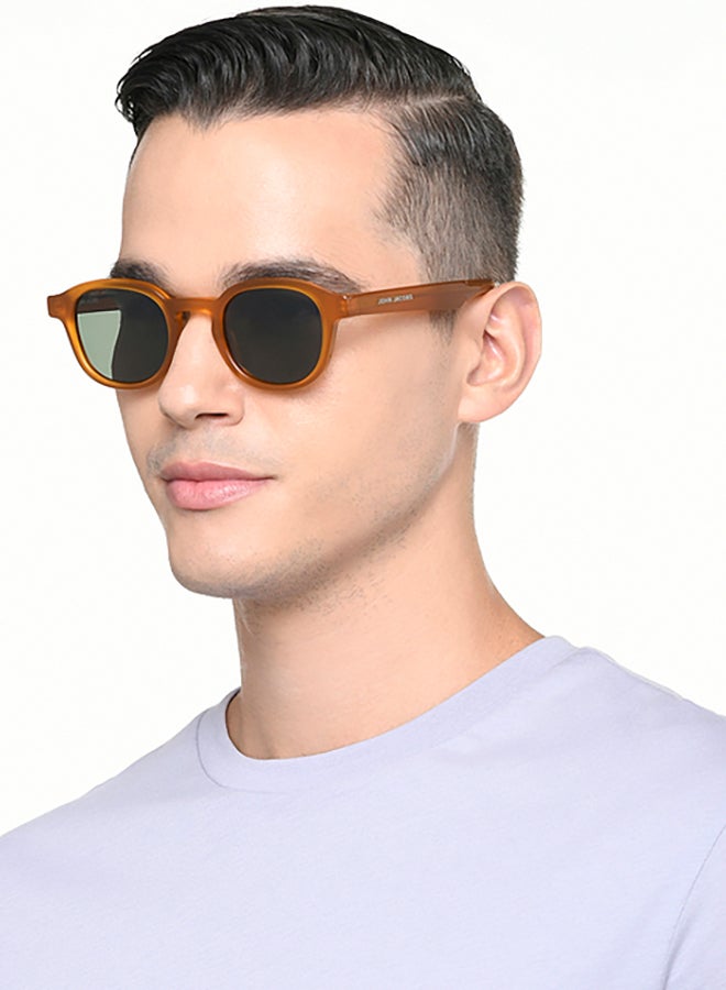 John Jacobs John Jacobs | Transparent Orange - Grey | Full Rim Round Stylish & Premium UV Protected Sunglasses | JJ Acetate | Polarized and 100% UV Protected | Men & Women | Extra Wide | JJ S17337  - Image 3