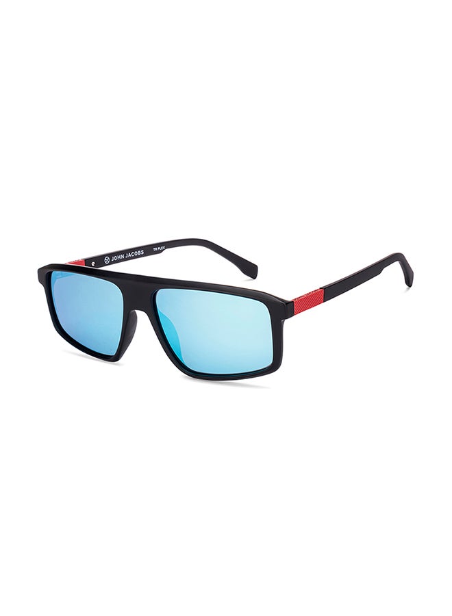 John Jacobs John Jacobs | Black - Sky Blue | Full Rim Rectangular Stylish & Premium UV Protected Sunglasses | Reflectors | 100% UV Protection (UV 400) | Men & Women | Wide | JJ S70035  - Image 1