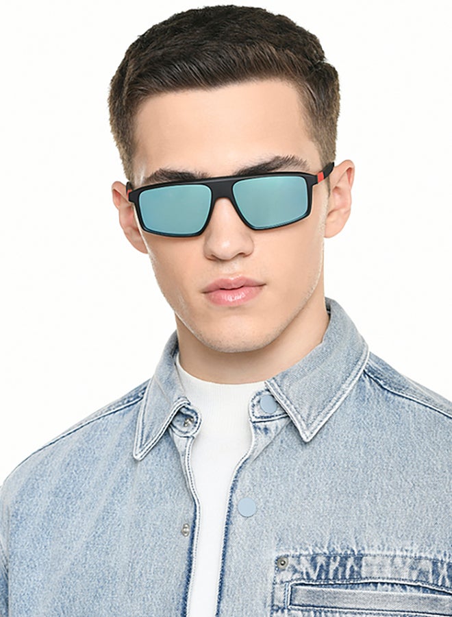John Jacobs John Jacobs | Black - Sky Blue | Full Rim Rectangular Stylish & Premium UV Protected Sunglasses | Reflectors | 100% UV Protection (UV 400) | Men & Women | Wide | JJ S70035  - Image 3