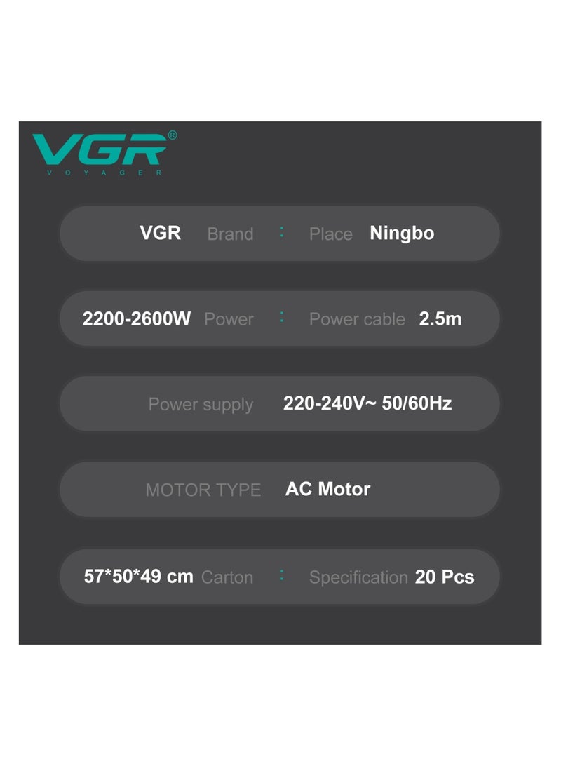 VGR VGR V-462 2200-2600W Powerful Electric Professional Hair Dryer for Women black - Image 3