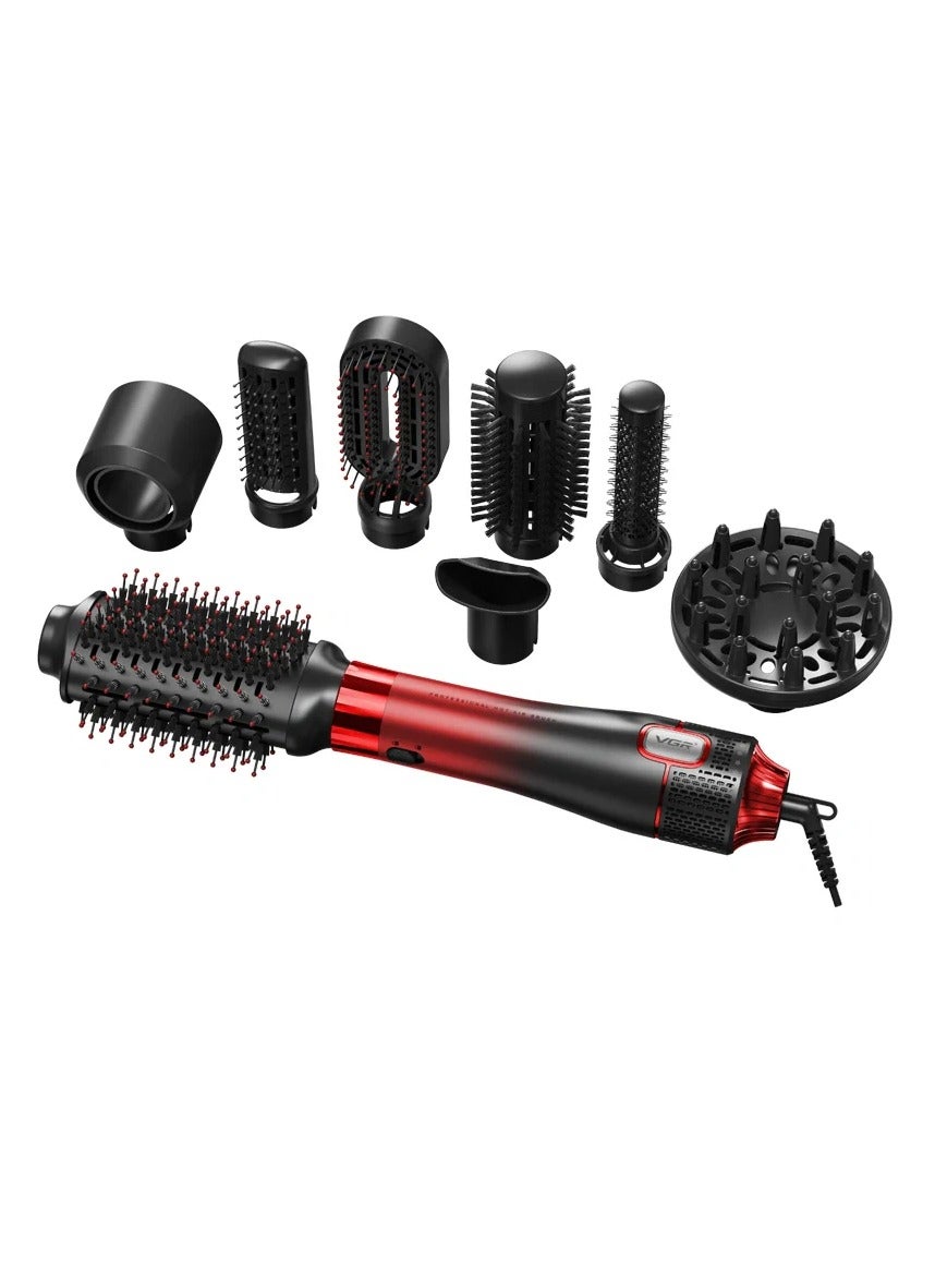 VGR V-488 Professional 8 IN 1 Hot Air Brush (Red) red