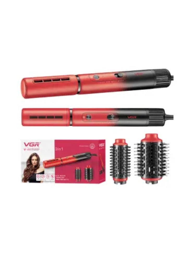 في جي آر VGR Hair Dryer Brush & Volumizer Hair Curler Straightener Salon Hair Styling Tools V-489 red - Image 1