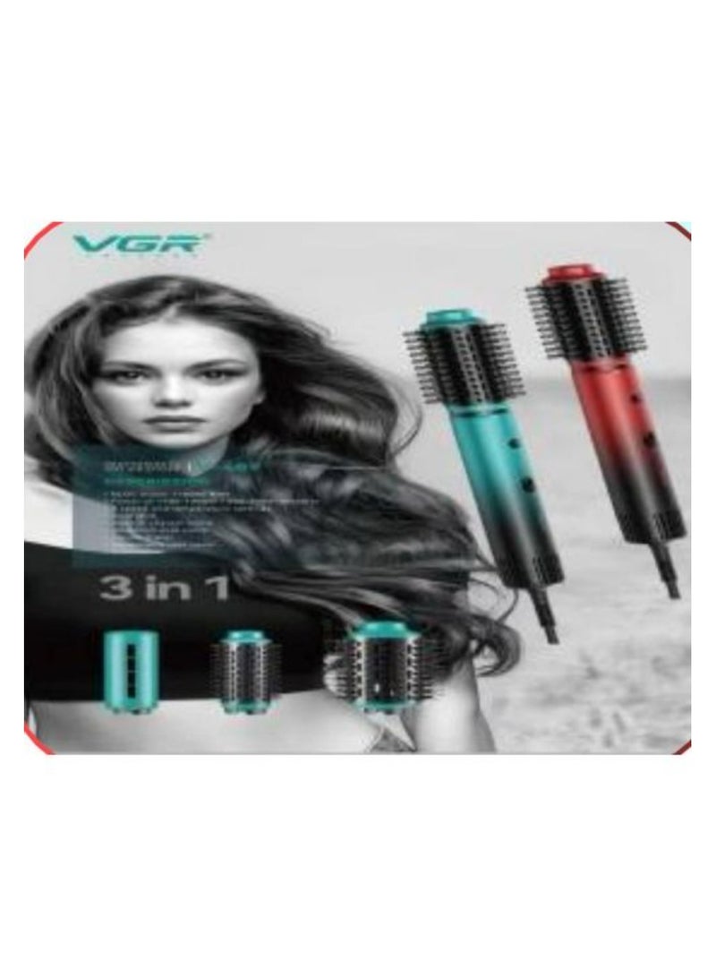 في جي آر VGR Hair Dryer Brush & Volumizer Hair Curler Straightener Salon Hair Styling Tools V-489 red - Image 3
