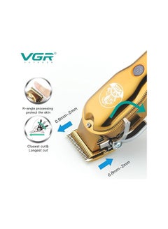 في جي آر VGR V-650 Professional Hair Clipper with LED Display, Stainless Steel Blades, USB Charging cable, 6 Guide Comb, 2000 mAh Li-ion Battery (Gold) gold  - Image 5