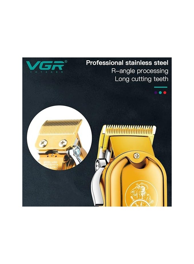 VGR - VGR V-650 Professional Hair Clipper with LED Display, Stainless Steel Blades, USB Charging cable, 6 Guide Comb, 2000 mAh Li-ion Battery (Gold) gold - Image 1