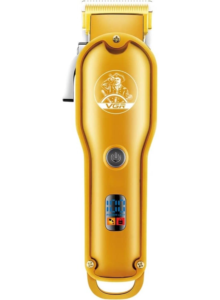 VGR - VGR V-650 Professional Hair Clipper with LED Display, Stainless Steel Blades, USB Charging cable, 6 Guide Comb, 2000 mAh Li-ion Battery (Gold) gold - Image 1