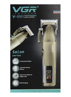 في جي آر VGR V-688 Professional Hair Clipper with LED Display, Stainless Steel Blades, USB Charging cable, 4 Guide Comb, Taper Lever Adjustments 2000 mAh Li-ion Battery gold  - Image 3