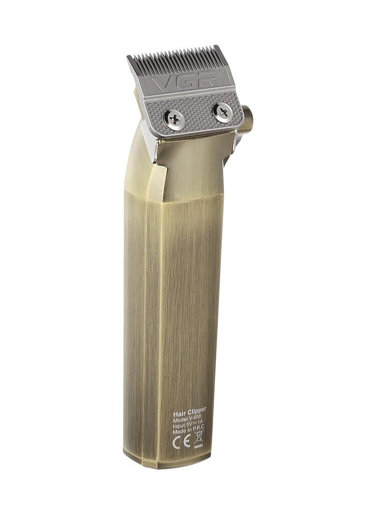 VGR - VGR V-688 Professional Hair Clipper with LED Display, Stainless Steel Blades, USB Charging cable, 4 Guide Comb, Taper Lever Adjustments 2000 mAh Li-ion Battery gold - Image 1