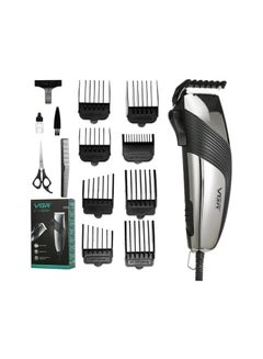 VGR V-121 Professional Hair Clipper with Self Sharpening Blades, 8 Guide Combs, Scissors, Comb, Taper Lever Adjustments for close cut trimming for men, Corded (Black) Multicolor