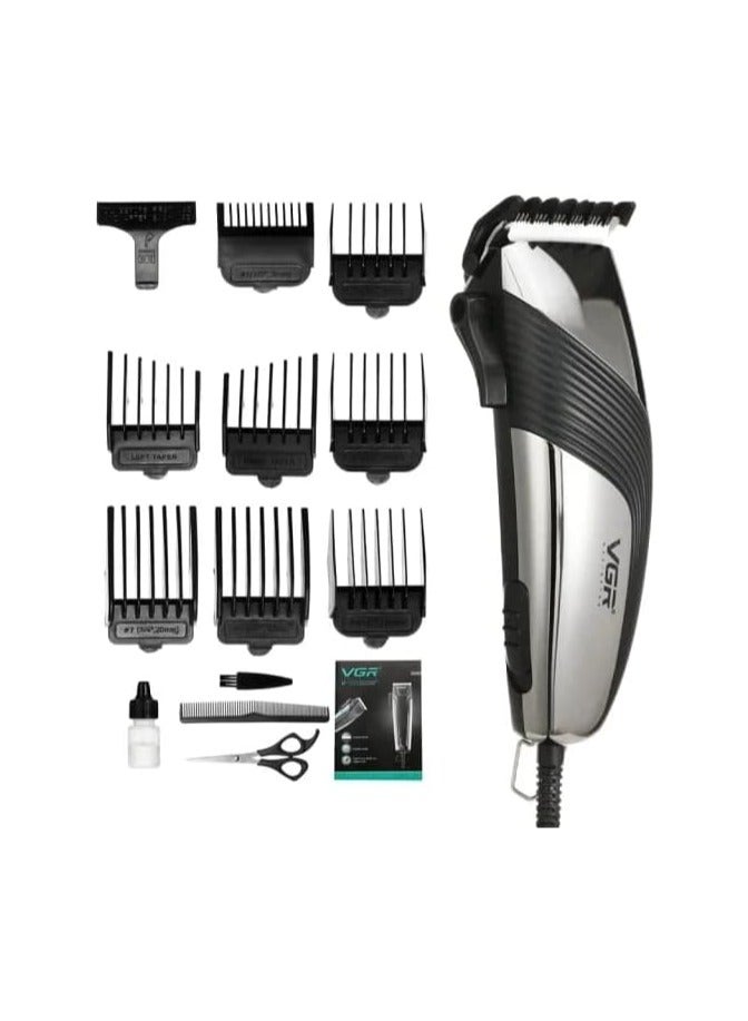 في جي آر - VGR V-121 Professional Hair Clipper with Self Sharpening Blades, 8 Guide Combs, Scissors, Comb, Taper Lever Adjustments for close cut trimming for men, Corded (Black) Multicolor - Image 1