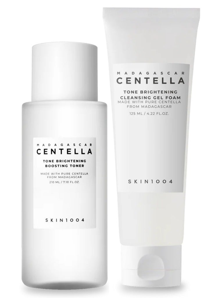 سكين1004 SKIN1004 Madagascar Centella Tone Brightening Boosting Foam & Toner – Gentle Cleansing & Hydrating Toner Duo for Radiant Skin 335ml - Image 1