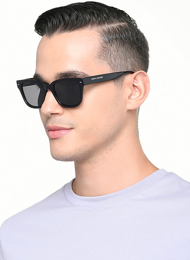 John Jacobs John Jacobs | Black - Grey | Full Rim Square Stylish & Premium UV Protected Sunglasses | Acetate Lines | Polarized and 100% UV Protected | Men & Women | Medium | JJ S17345  - Image 3