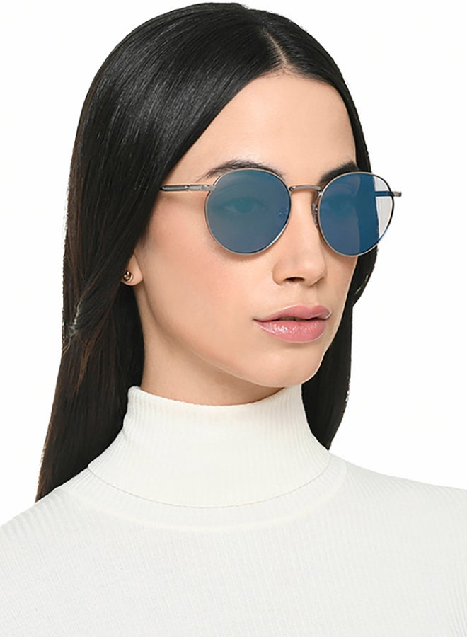 John Jacobs John Jacobs ALI FAZAL Silver - Blue | Full Rim Round Stylish & Premium Sunglasses | Polarized and 100% UV Protected | Men & Women | Medium | JJ S70014  - Image 4