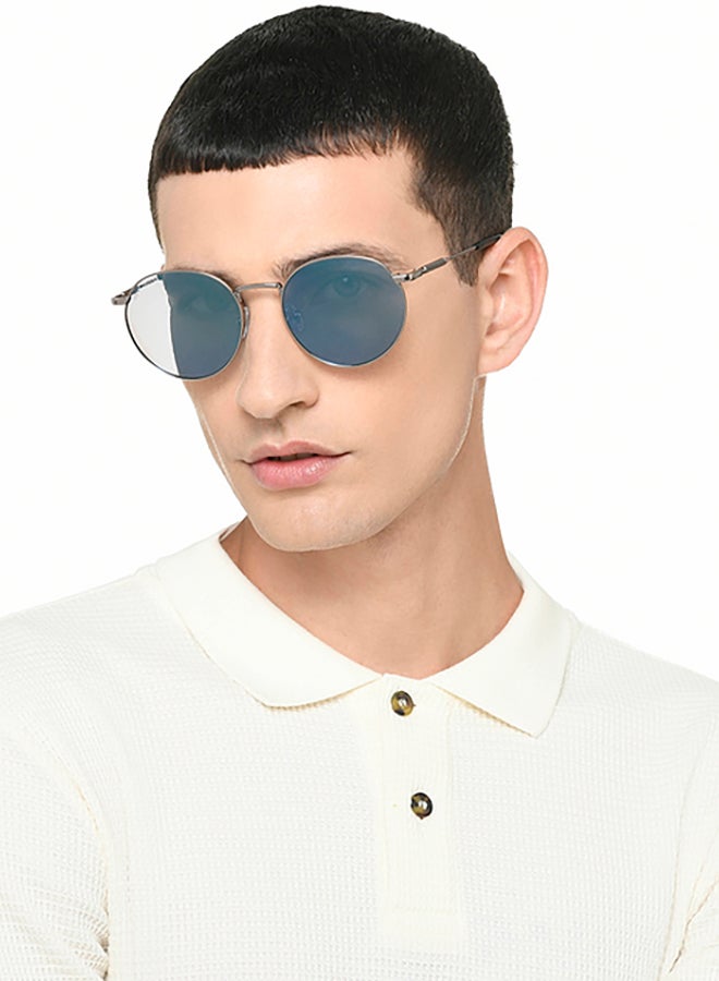John Jacobs John Jacobs ALI FAZAL Silver - Blue | Full Rim Round Stylish & Premium Sunglasses | Polarized and 100% UV Protected | Men & Women | Medium | JJ S70014  - Image 3