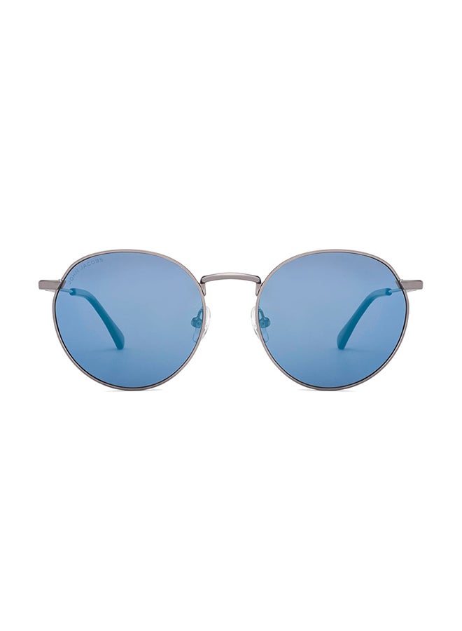 John Jacobs John Jacobs ALI FAZAL Silver - Blue | Full Rim Round Stylish & Premium Sunglasses | Polarized and 100% UV Protected | Men & Women | Medium | JJ S70014  - Image 2