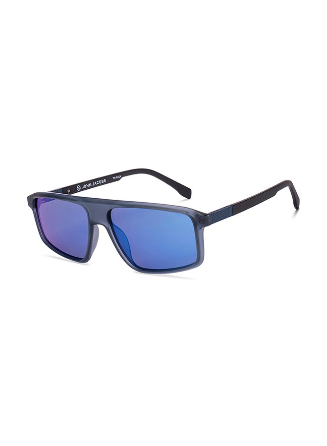 John Jacobs - John Jacobs | Grey - Blue | Full Rim Rectangular Stylish & Premium UV Protected Sunglasses | Reflectors | 100% UV Protection (UV 400) | Men & Women | Wide | JJ S70035 - Image 1
