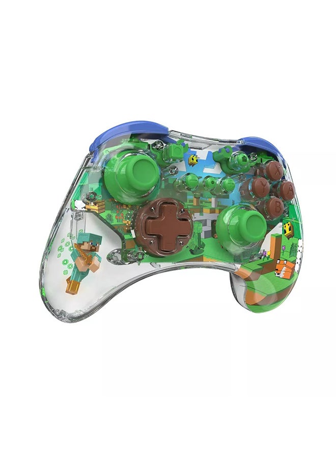 pdp REALMz Wireless Nintendo Switch Pro Controller, Customizable LED, 40 Hour Rechargeable Battery Power,Officially Licensed by Nintendo: Minecraft Steve -Forest Biome - Image 2