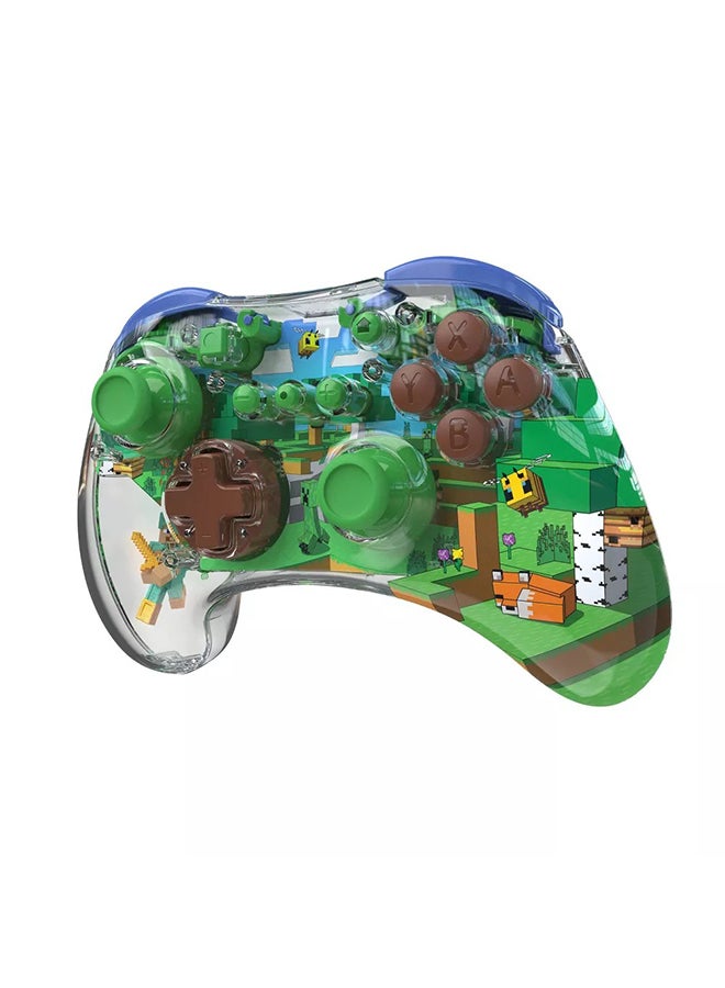 pdp REALMz Wireless Nintendo Switch Pro Controller, Customizable LED, 40 Hour Rechargeable Battery Power,Officially Licensed by Nintendo: Minecraft Steve -Forest Biome - Image 3