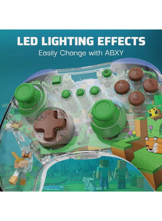 pdp REALMz Wireless Nintendo Switch Pro Controller, Customizable LED, 40 Hour Rechargeable Battery Power,Officially Licensed by Nintendo: Minecraft Steve -Forest Biome - Image 5