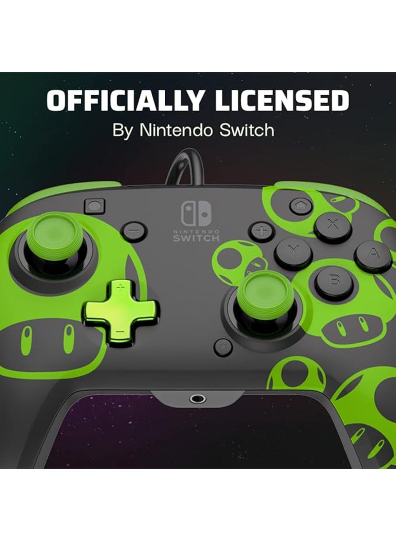 pdp - Rematch Wired Controller 1-UP Glow in the Dark Officially Licensed by Nintendo - Customizable buttons, sticks, triggers, and paddles - Ergonomic Controllers - Image 1