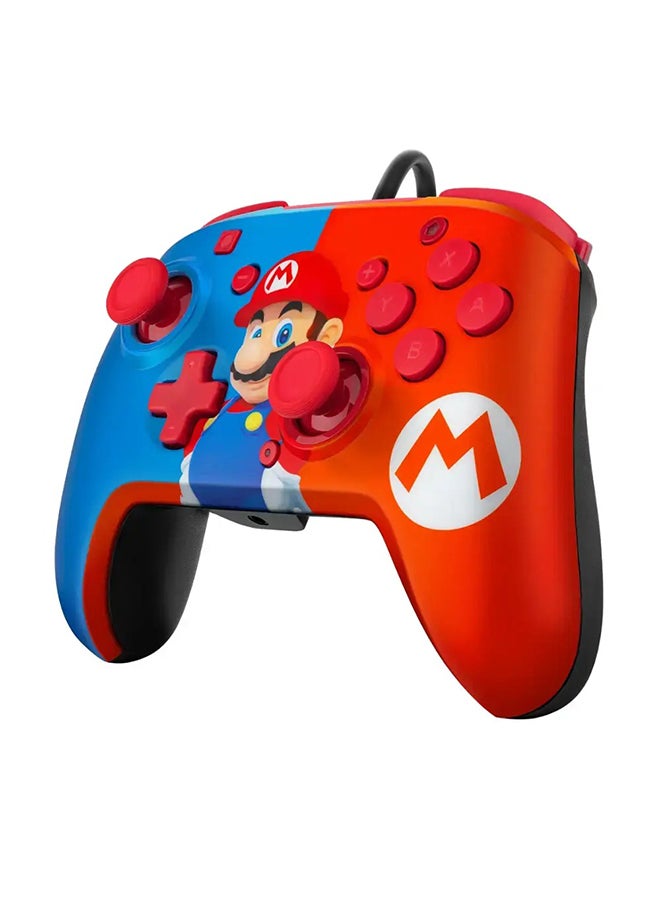 pdp - PDP Gaming Faceoff Deluxe+ Wired Switch Pro Controller - Officially Licensed by Nintendo - Customizable gamepad buttons, sticks, triggers, and paddles - Ergonomic Controllers - Red/Blue Mario Design - Image 1