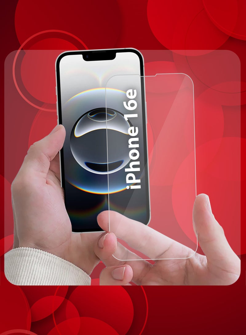 MARGOUN iPhone 16e Screen Protector Clear Tempered Glass Film, Case Friendly, 9H Hardness Clear-1 - Image 2