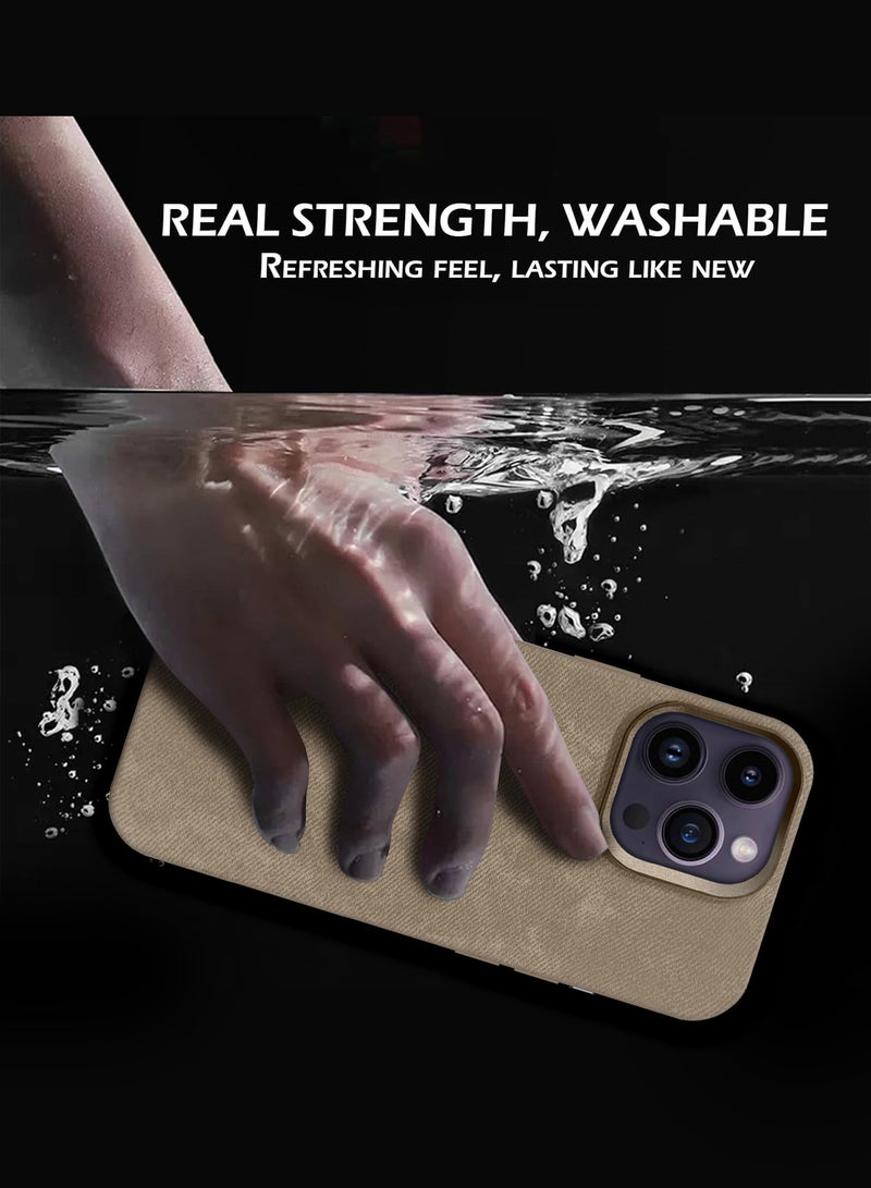 MARGOUN iPhone 14 Pro Max Alcantara Case Cover Premium Quality Luxurious Soft Touch Protection with Metal Camera Frame - Desert Titanium Desert Titanium-1  - Image 5