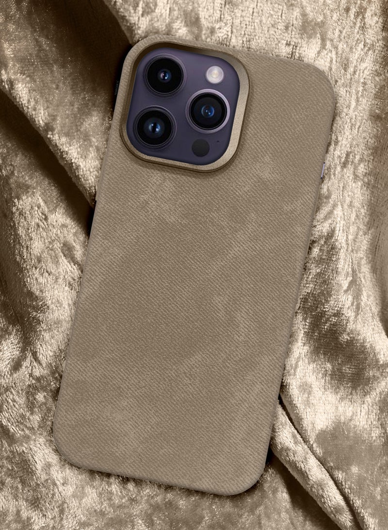 MARGOUN iPhone 14 Pro Max Alcantara Case Cover Premium Quality Luxurious Soft Touch Protection with Metal Camera Frame - Desert Titanium Desert Titanium-1  - Image 4