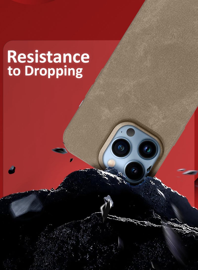 MARGOUN iPhone 13 Pro Max Alcantara Case Cover Premium Quality Luxurious Soft Touch Protection with Metal Camera Frame - Desert Titanium Desert Titanium-1 - Image 3