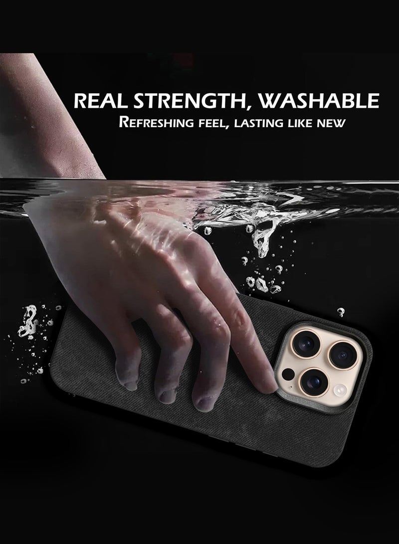 iPhone 16 Pro Max Alcantara Case Cover Premium Quality Luxurious Soft Touch Protection with Metal Camera Frame - Black Black-1