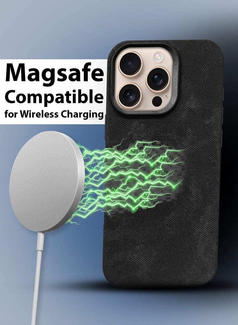 iPhone 16 Pro Max Alcantara Case Cover Premium Quality Luxurious Soft Touch Protection with Metal Camera Frame - Black Black-1
